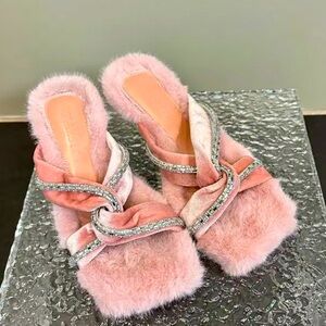 Faux Fur Slip-on Sandals